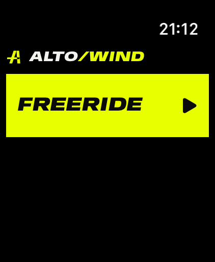 Tela inicial do Wind no Apple Watch com o botão Freeride